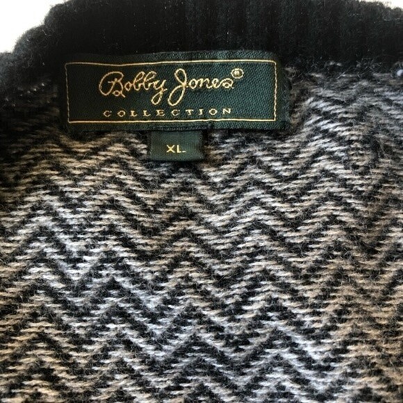 Bobby Jones Chevron V Neck Sweater Wool Cashmere Black Gray XL - Picture 6 of 14